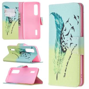 For OPPO Find X2 Pro Colored Drawing Pattern Horizontal Flip Leather Case with Holder & Card Slots & Wallet(Feather)