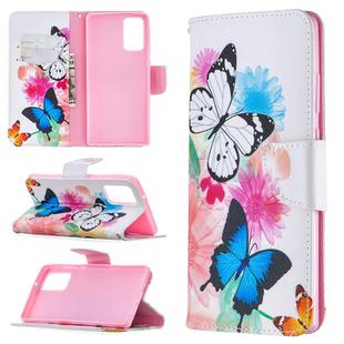 For Samsung Galaxy Note 20 Colored Drawing Pattern Horizontal Flip Leather Case with Holder & Card Slots & Wallet(Butterflies)