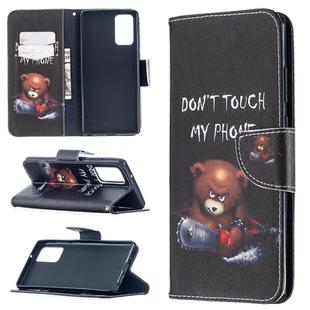 For Samsung Galaxy Note 20 Colored Drawing Pattern Horizontal Flip Leather Case with Holder & Card Slots & Wallet(Bear)