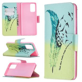 For Samsung Galaxy Note 20 Colored Drawing Pattern Horizontal Flip Leather Case with Holder & Card Slots & Wallet(Feather)