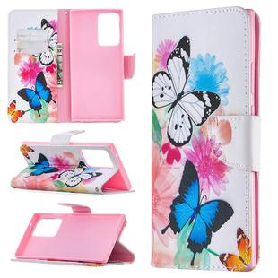 For Samsung Galaxy Note 20 Ultra Colored Drawing Pattern Horizontal Flip Leather Case with Holder & Card Slots & Wallet(Butterflies)