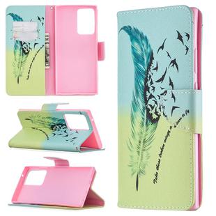 For Samsung Galaxy Note 20 Ultra Colored Drawing Pattern Horizontal Flip Leather Case with Holder & Card Slots & Wallet(Feather)