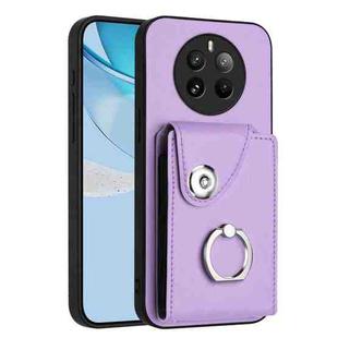 For Realme 12 Pro / 12 Pro+ Organ Card Bag Ring Holder Phone Case(Purple)