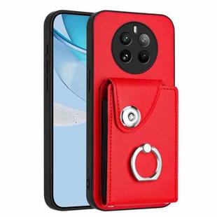 For Realme 12 Pro / 12 Pro+ Organ Card Bag Ring Holder Phone Case(Red)