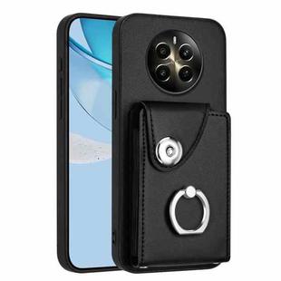 For Realme 12+ 5G India Organ Card Bag Ring Holder Phone Case(Black)