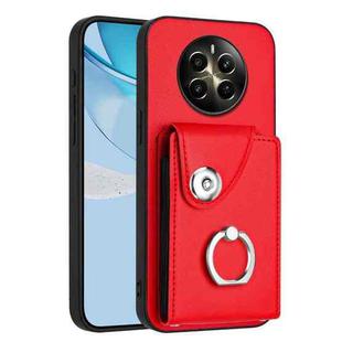 For Realme 12+ 5G India Organ Card Bag Ring Holder Phone Case(Red)