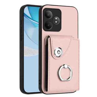 For Realme GT Neo6 SE Organ Card Bag Ring Holder Phone Case(Pink)