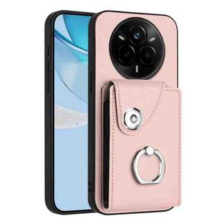 For Realme 14 Pro Organ Card Bag Ring Holder Phone Case(Pink)