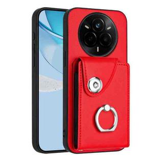 For Realme 14 Pro Organ Card Bag Ring Holder Phone Case(Red)