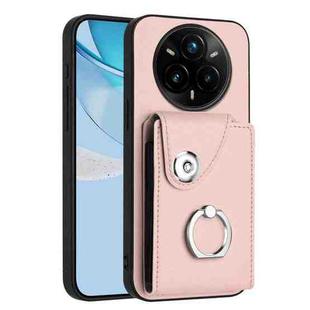For Realme 14 Pro+ Organ Card Bag Ring Holder Phone Case(Pink)