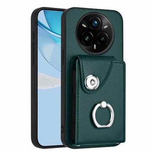 For Realme 14 Pro+ Organ Card Bag Ring Holder Phone Case(Green)