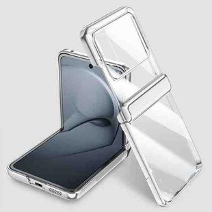 For Huawei nova Flip Integrated Clear Electroplating Spring Hinge Phone Case(Silver)