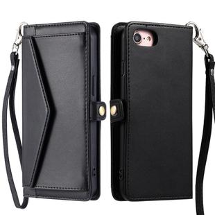 For iPhone 16e Wallet Multi-card Slot Leather Phone Case with Lanyard(Black)