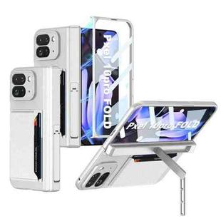For Google Pixel 10 Pro Fold GKK Integrated Fold Hinge Card Slot Phone Case with Holder(Silver)