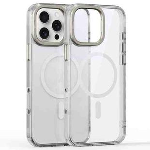 For iPhone 16 Pro Max Mirror Crystal Clear Lens Holder MagSafe Magnetic Phone Case(Transparent)