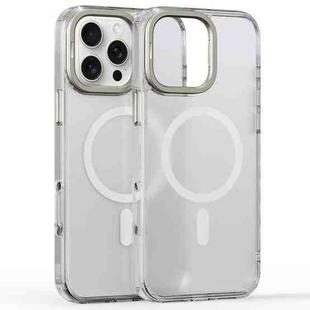 For iPhone 16 Pro Max Frosted Crystal Clear Lens Holder MagSafe Magnetic Phone Case(Transparent)