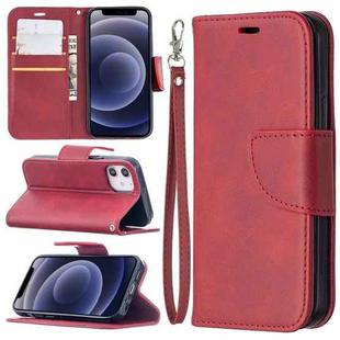 For iPhone 12 mini Retro Lambskin Texture Pure Color Horizontal Flip PU Leather Case, with Holder & Card Slots & Wallet & Lanyard(Red)
