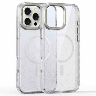 For iPhone 16 Pro Max Glitter Powder Lens Holder MagSafe Magnetic Phone Case(Transparent)