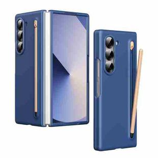 For Samsung Galaxy Z Fold6 Skin Feel Foldable Shockproof Phone Case with Capacitive Stylus(Blue)