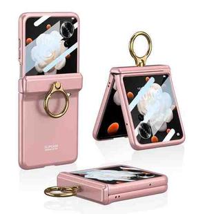 For Honor Magic V Flip GKK Integrated Magnetic Folding Hinge Full Coverage Phone Case with Ring Holder(Pink)