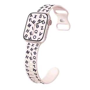 For Apple Watch SE 2023 44mm English Letters Style Butterfly Buckle Silicone Watch Band(Bright Pink Smoke Purple)