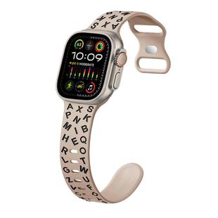 For Apple Watch Ultra 2 49mm English Letters Style Butterfly Buckle Silicone Watch Band(Walnut Black)