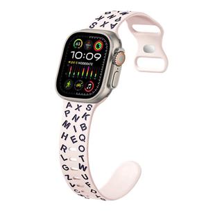 For Apple Watch Ultra 2 49mm English Letters Style Butterfly Buckle Silicone Watch Band(Bright Pink Smoke Purple)