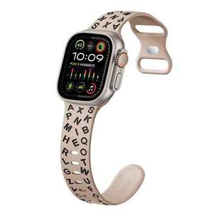 For Apple Watch Ultra 49mm English Letters Style Butterfly Buckle Silicone Watch Band(Walnut Black)