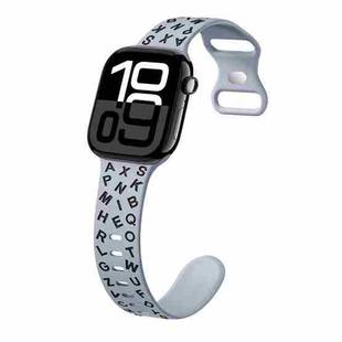 For Apple Watch Series 10 42mm English Letters Style Butterfly Buckle Silicone Watch Band(Gray Black)