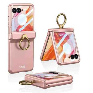 For Motorola Razr 50 Ultra GKK Integrated Magnetic Hinged Flip Case with Ring Holder(Pink)