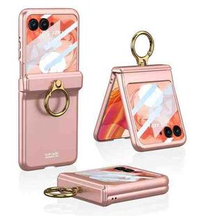 For Motorola Razr 50 GKK Integrated Magnetic Hinged Flip Case with Ring Holder(Pink)