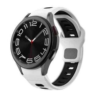 For Samsung Galaxy Watch 7 / 6 Two Color Stripes Reverse Buckle Silicone Watch Band(White Black)