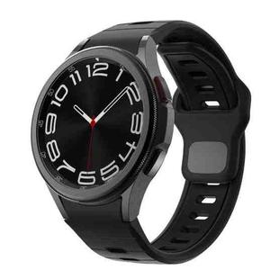 For Samsung Galaxy Watch 7 / 6 Two Color Stripes Reverse Buckle Silicone Watch Band(Black)