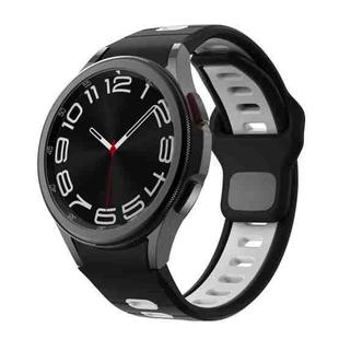 For Samsung Galaxy Watch 7 / 6 Two Color Stripes Reverse Buckle Silicone Watch Band(Black White)