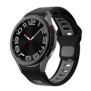 For Samsung Galaxy Watch 7 / 6 Two Color Stripes Reverse Buckle Silicone Watch Band(Black Grey)