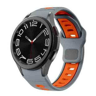 For Samsung Galaxy Watch 7 / 6 Two Color Stripes Reverse Buckle Silicone Watch Band(Grey Orange)