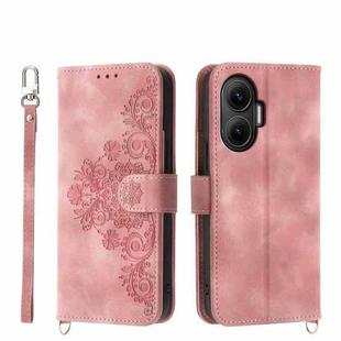 For Redmi Turbo 4 Pro / Xiaomi Poco F7 Skin Feel Flowers Embossed Wallet Leather Phone Case(Pink)