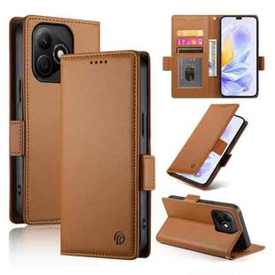 For Honor X60i Side Buckle Magnetic Frosted Leather Phone Case(Brown)