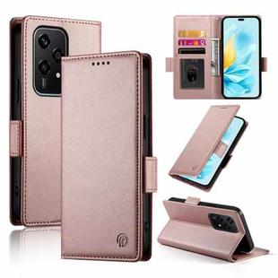 For Honor 200 Lite Global Side Buckle Magnetic Frosted Leather Phone Case(Rose Gold)