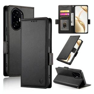 For Honor 300 Pro / 300 Ultra Side Buckle Magnetic Frosted Leather Phone Case(Black)