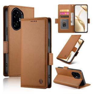 For Honor 300 Pro / 300 Ultra Side Buckle Magnetic Frosted Leather Phone Case(Brown)