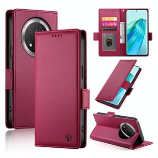 For Honor X9c Global / Magic7 Lite Side Buckle Magnetic Frosted Leather Phone Case(Wine Red)