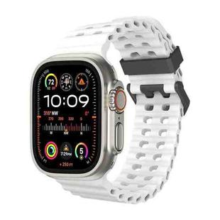 For Apple Watch Ultra 2 49mm Ocean Dual-Row Hole Silicone Watch Band(White)