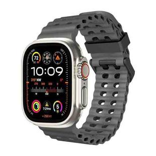 For Apple Watch Ultra 2 49mm Ocean Dual-Row Hole Silicone Watch Band(Grey)