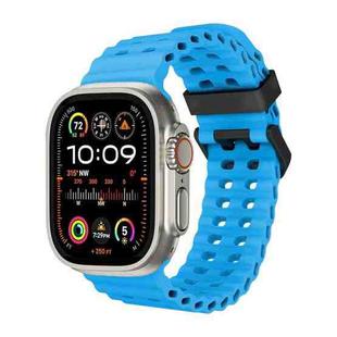 For Apple Watch Ultra 2 49mm Ocean Dual-Row Hole Silicone Watch Band(Blue)