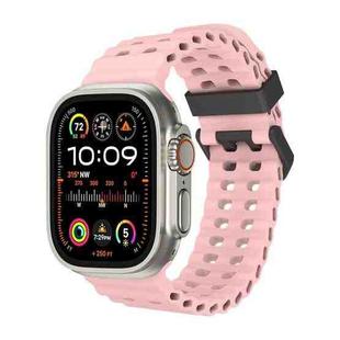 For Apple Watch Ultra 2 49mm Ocean Dual-Row Hole Silicone Watch Band(Vintage Rose)