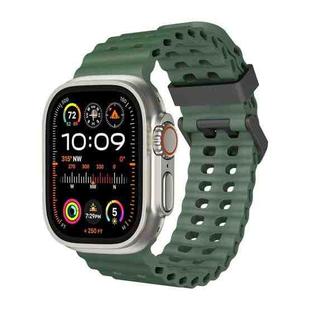 For Apple Watch Ultra 2 49mm Ocean Dual-Row Hole Silicone Watch Band(Forest Green)