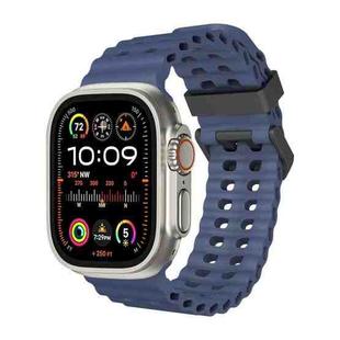 For Apple Watch Ultra 2 49mm Ocean Dual-Row Hole Silicone Watch Band(Midnight Blue)