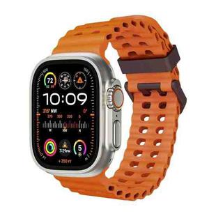 For Apple Watch Ultra 49mm Ocean Dual-Row Hole Silicone Watch Band(Orange)