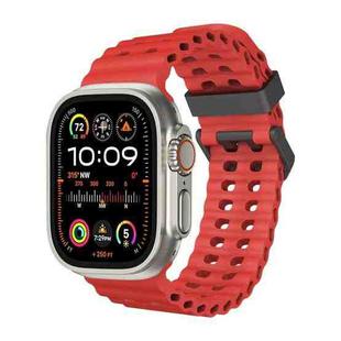 For Apple Watch Ultra 49mm Ocean Dual-Row Hole Silicone Watch Band(Red)